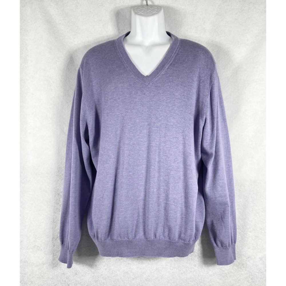 Brooks Brothers Sweater Men's‎ XL Purple V-Neck Pullover Cotton Preppy